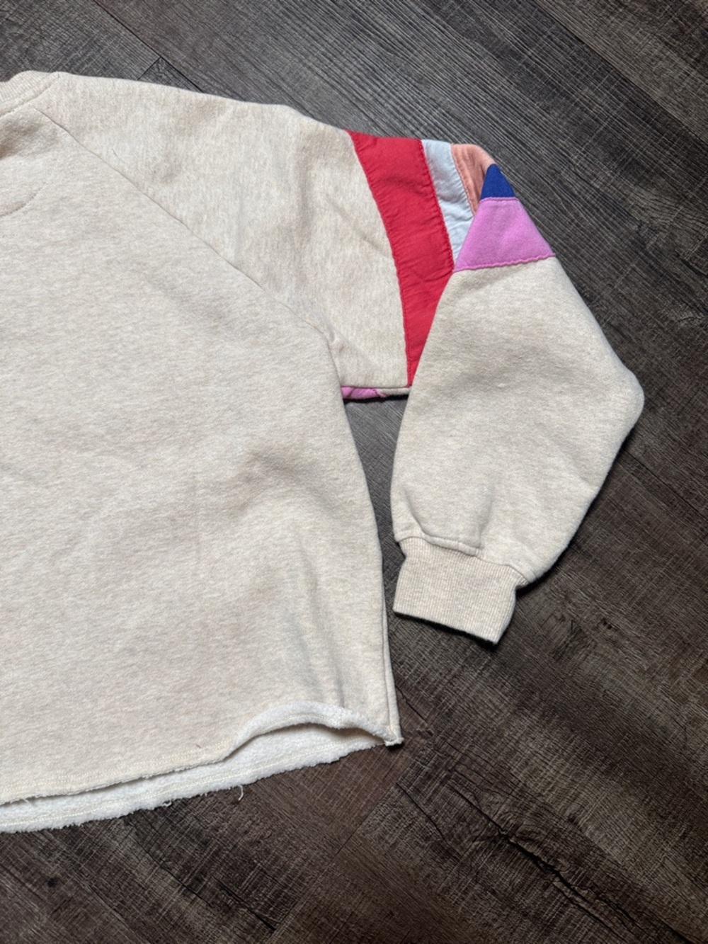 Marine Layer Cream Pullover Sweater with Red, Pink, Blue & Orange Waves - Picture 8 of 8